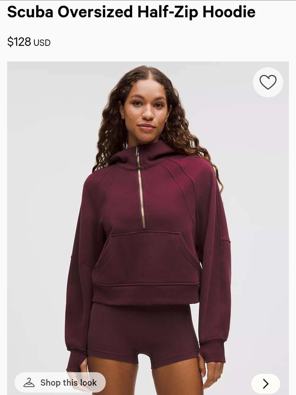 Scuba Oversized Half-Zip Hoodie in Burgundy Plum M/L